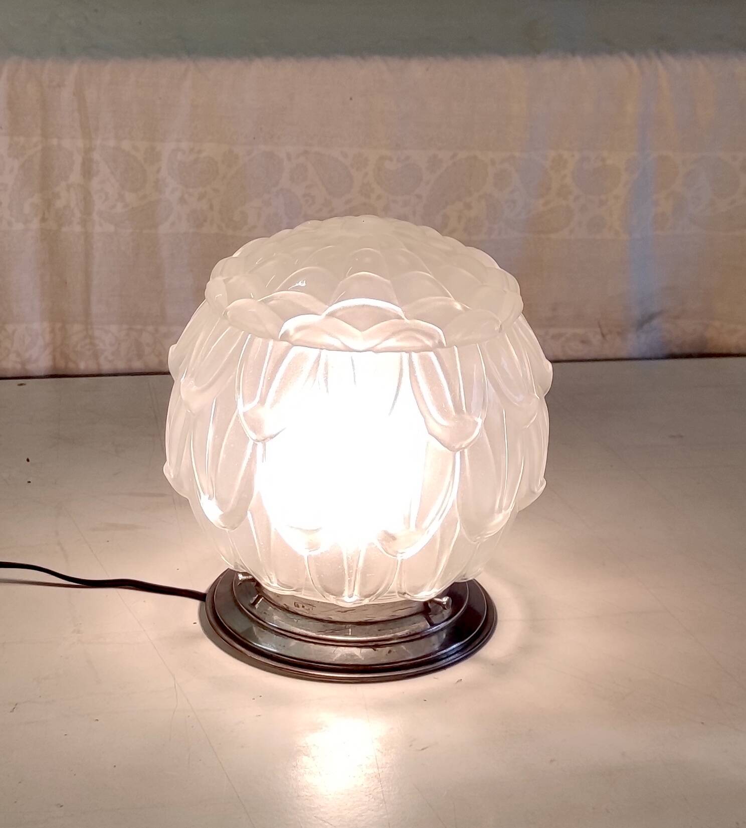 Plafonnier, lampe à poser de style Art déco en verre et aluminium, milieu XXème