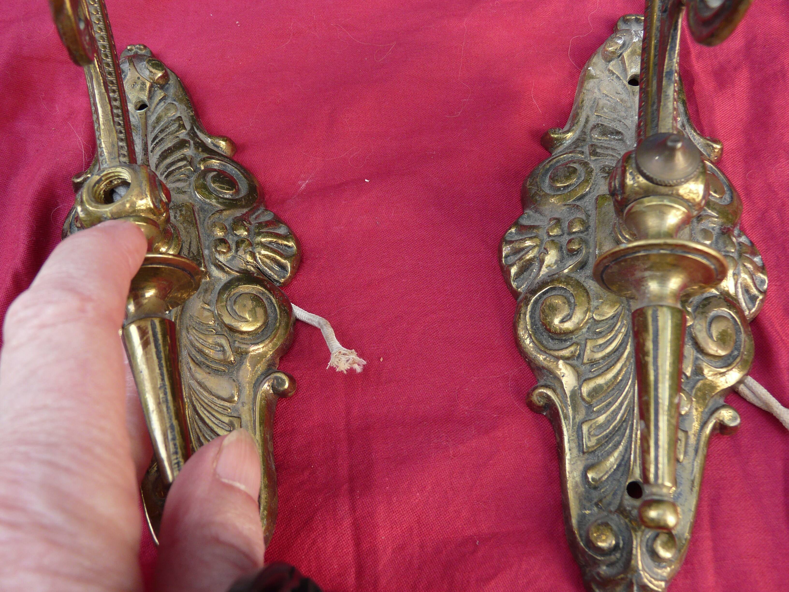 old pair of Napoleon III bronze wall sconces
