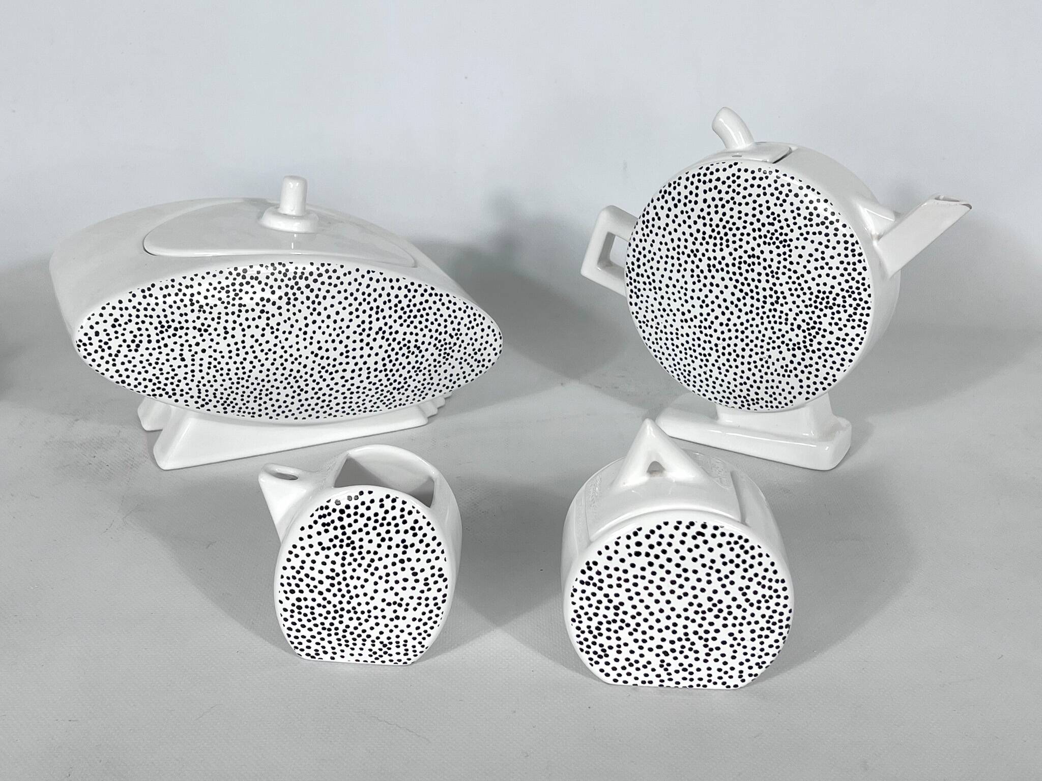 Ceramic Tea Set by Mas for Memphis Milano, 1980s, Set of 7