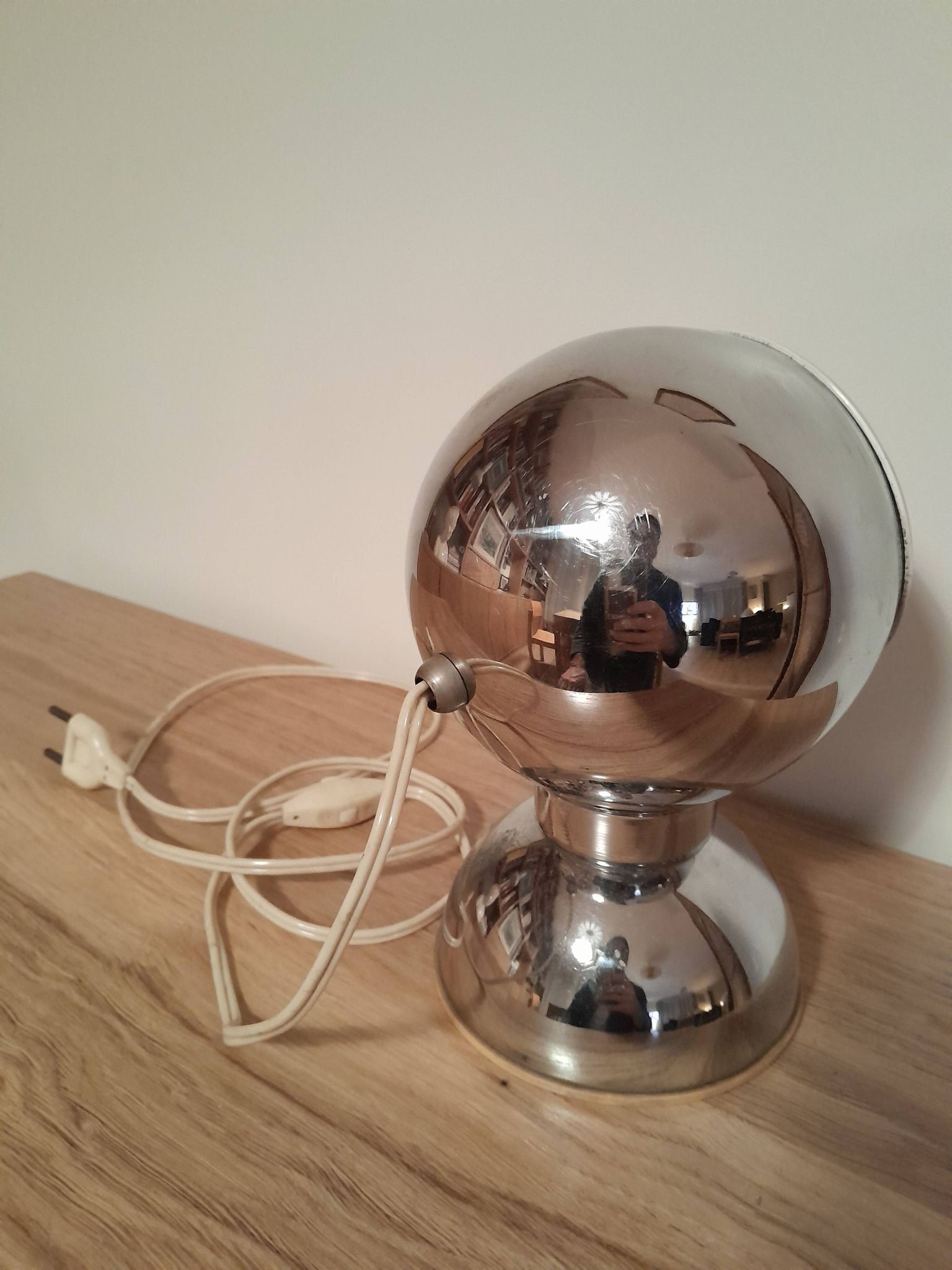 Vintage eye-ball table lamp Goffredo Regiani chrome metal