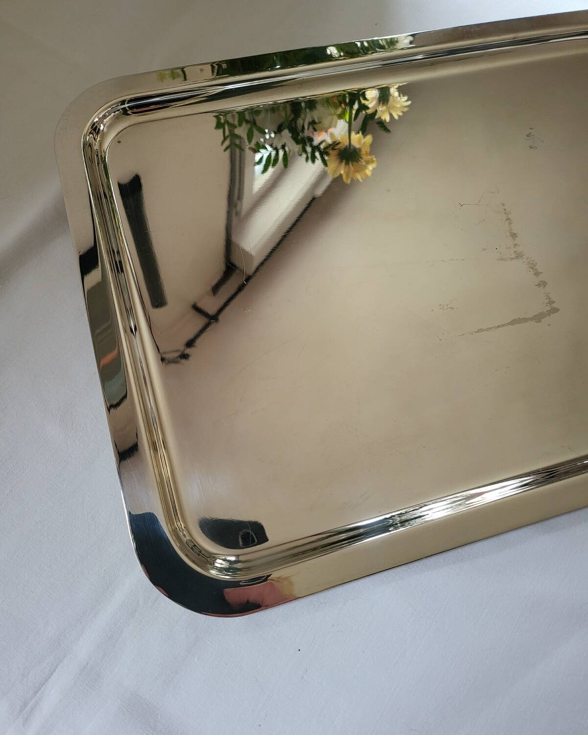 Large Silver Metal Serving Tray