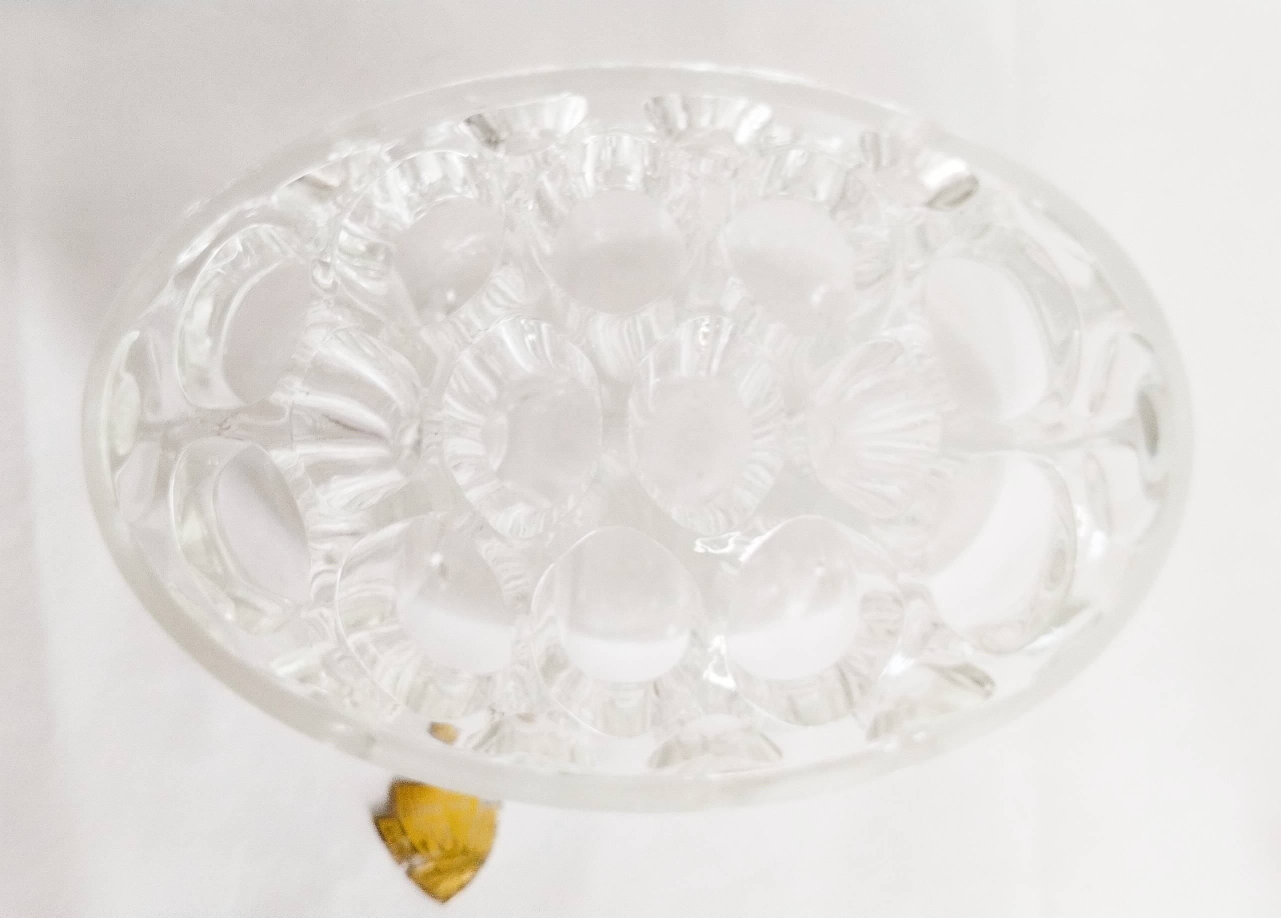 Bohemian crystal flower pick, oval, silver metal