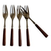 Set de 5 fourchettes à gateau Dansk Design en teck 1980