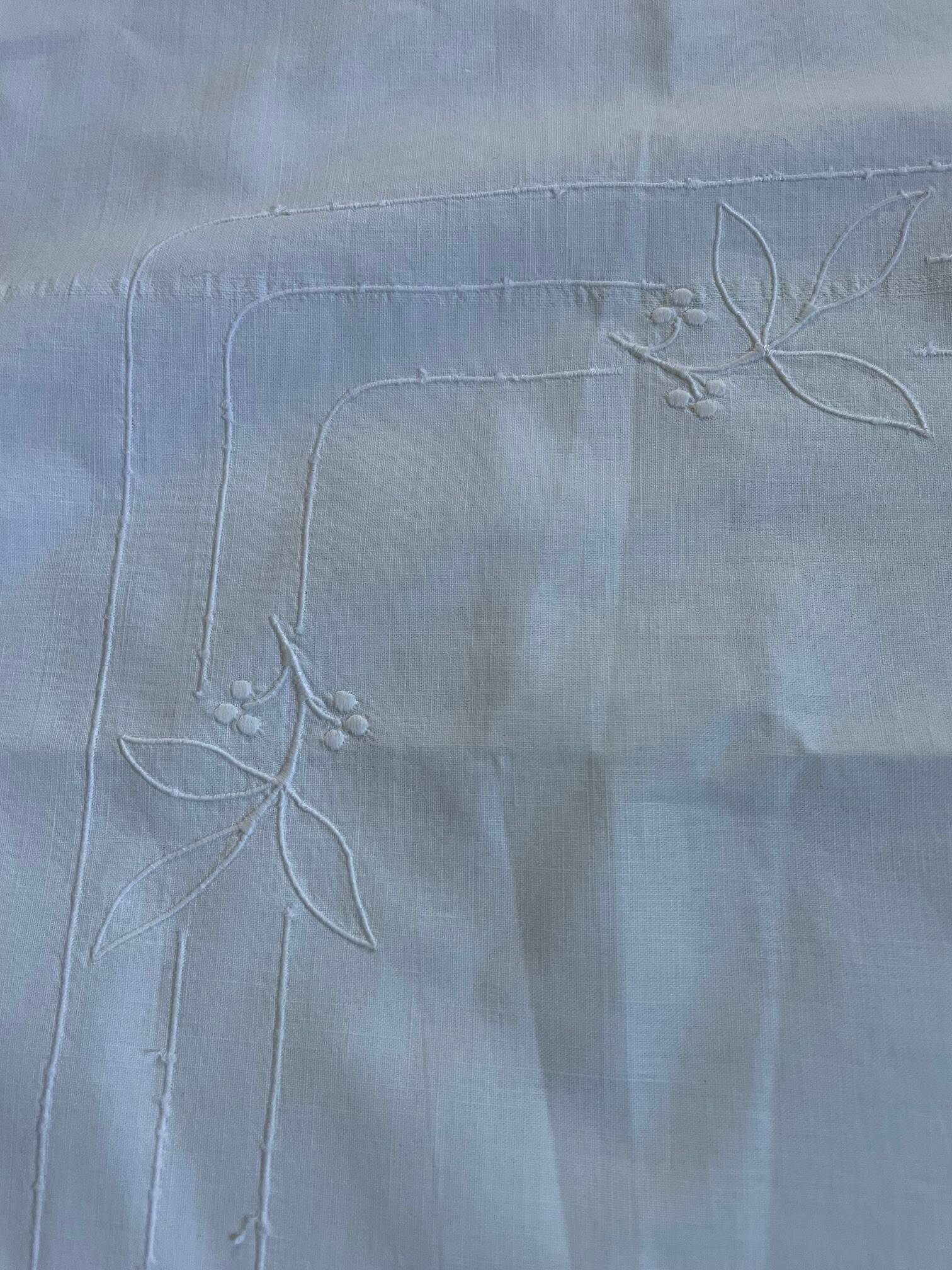vintage embroidered JM cotton pillowcase