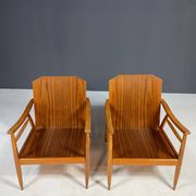 Pair of modern mid-century lounge chairs, Czechoslovakia, 1960s