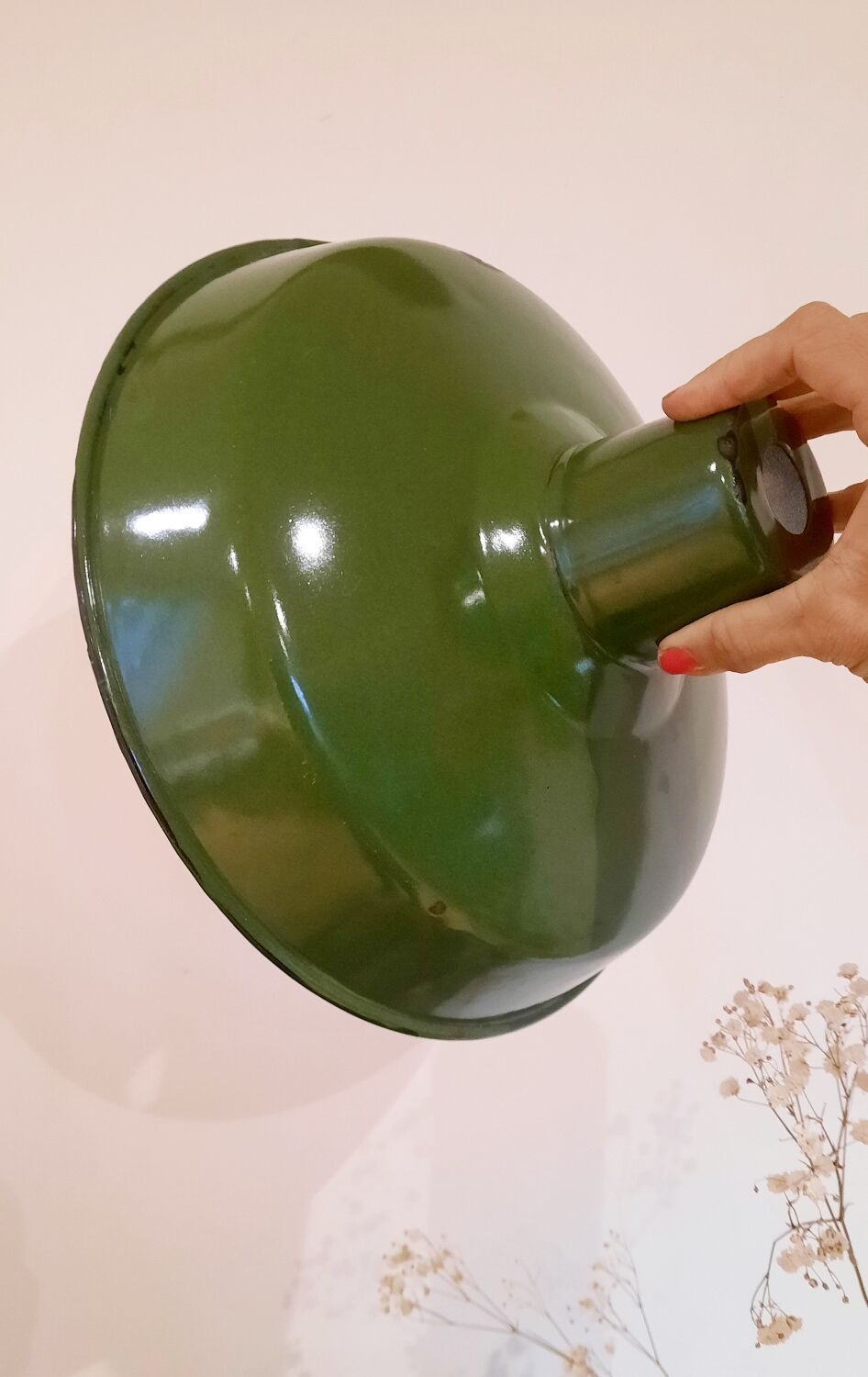 Vintage enamelled metal lampshade