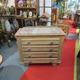 Oak chest of drawers with marble top, 1940-1950