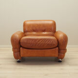Leather armchair, Italian design, 1970s, production: Italy