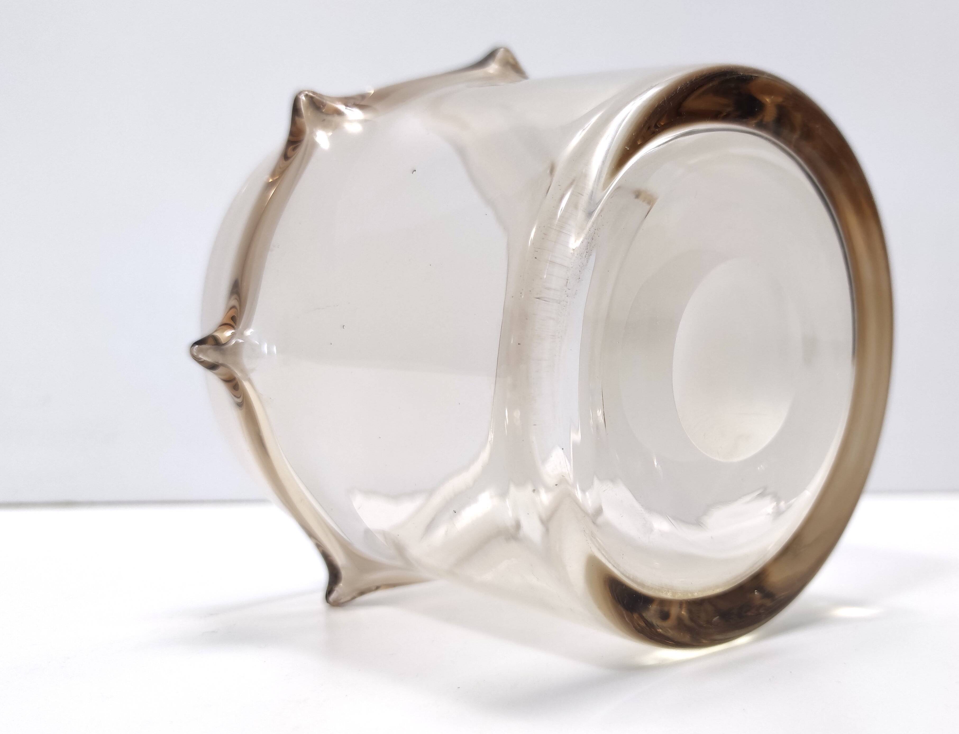 Amber Murano Glass Vase with Bugne Ascribable to Ercole Barovier, Italy