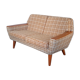 2-seater sofa in teck and beige wool, vintage scandinavian 1960s