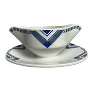Art Deco, sauce boat with geometric motifs, Orchies around 1930.