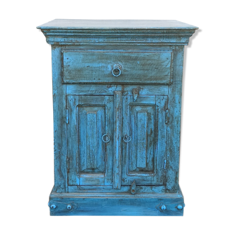 Meuble d'appoint en bois ancien bleu