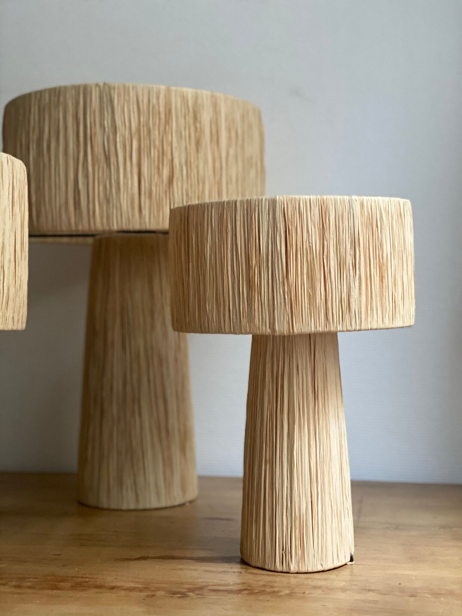 Minimalist bedside lamp raffia