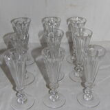 Baccarat 9 flutes a champagne en cristal XIXeme modele d'harcourt