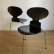 Pair of black chairs ant tripod model 3100 "the ant" by Arne Jacobsen edition Fritz Hansen