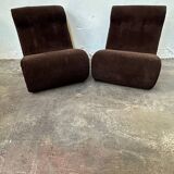 Pair of brown corduroy armchairs