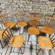 Lot de huit chaises barreaux vintage  bistrot auberge  1960