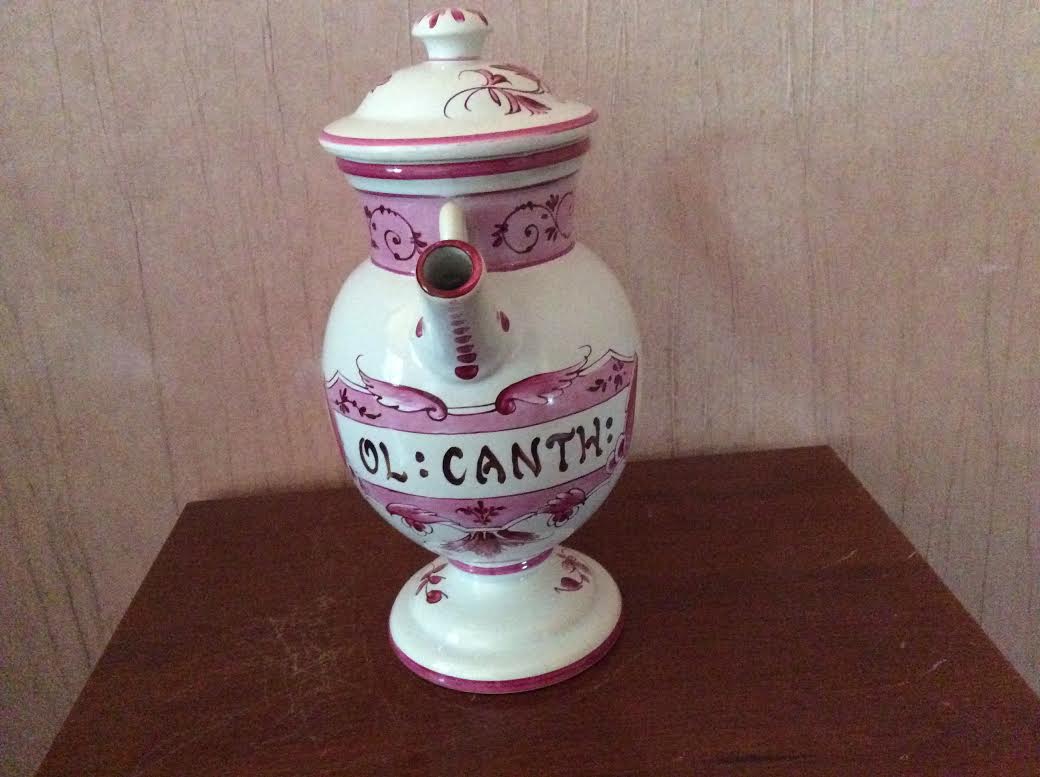 Pharmacy pot or chevrette in earthenware from Clamecy