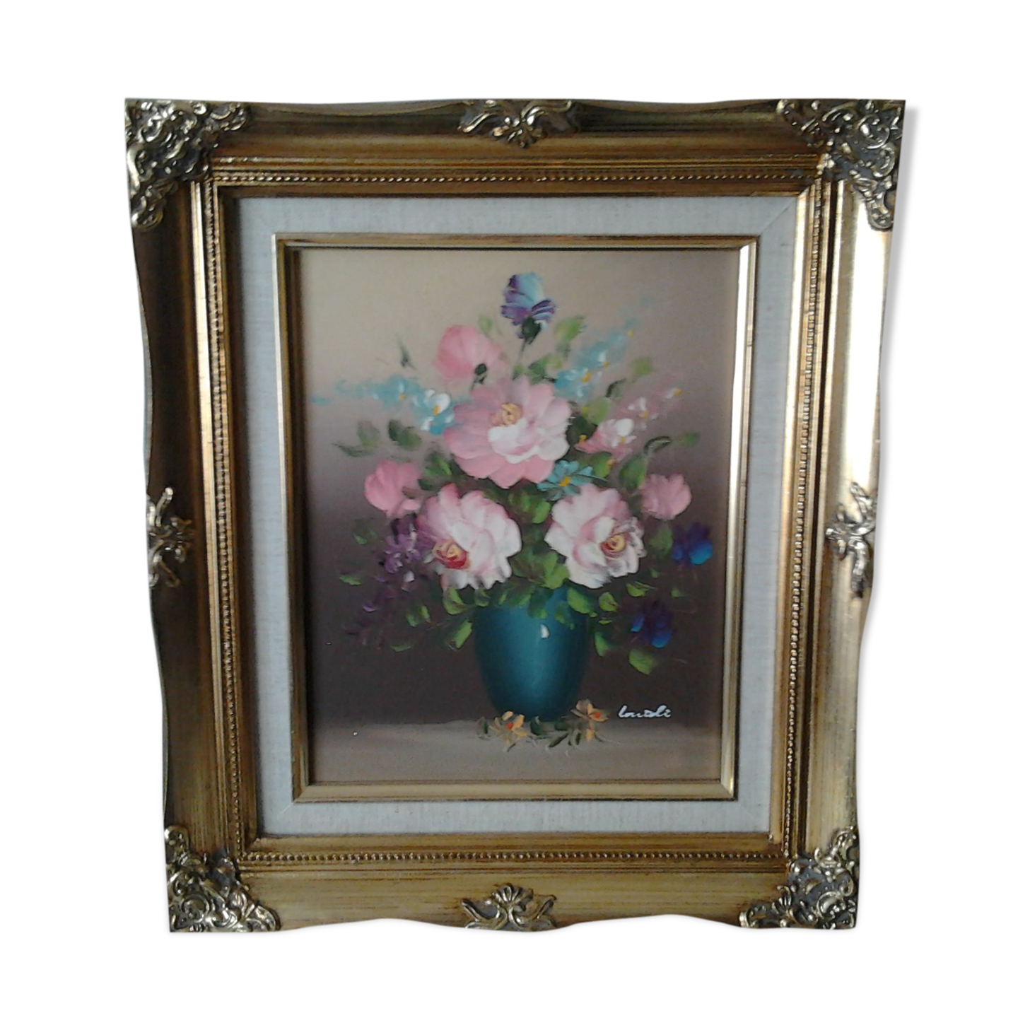 Frame painting with oil signed