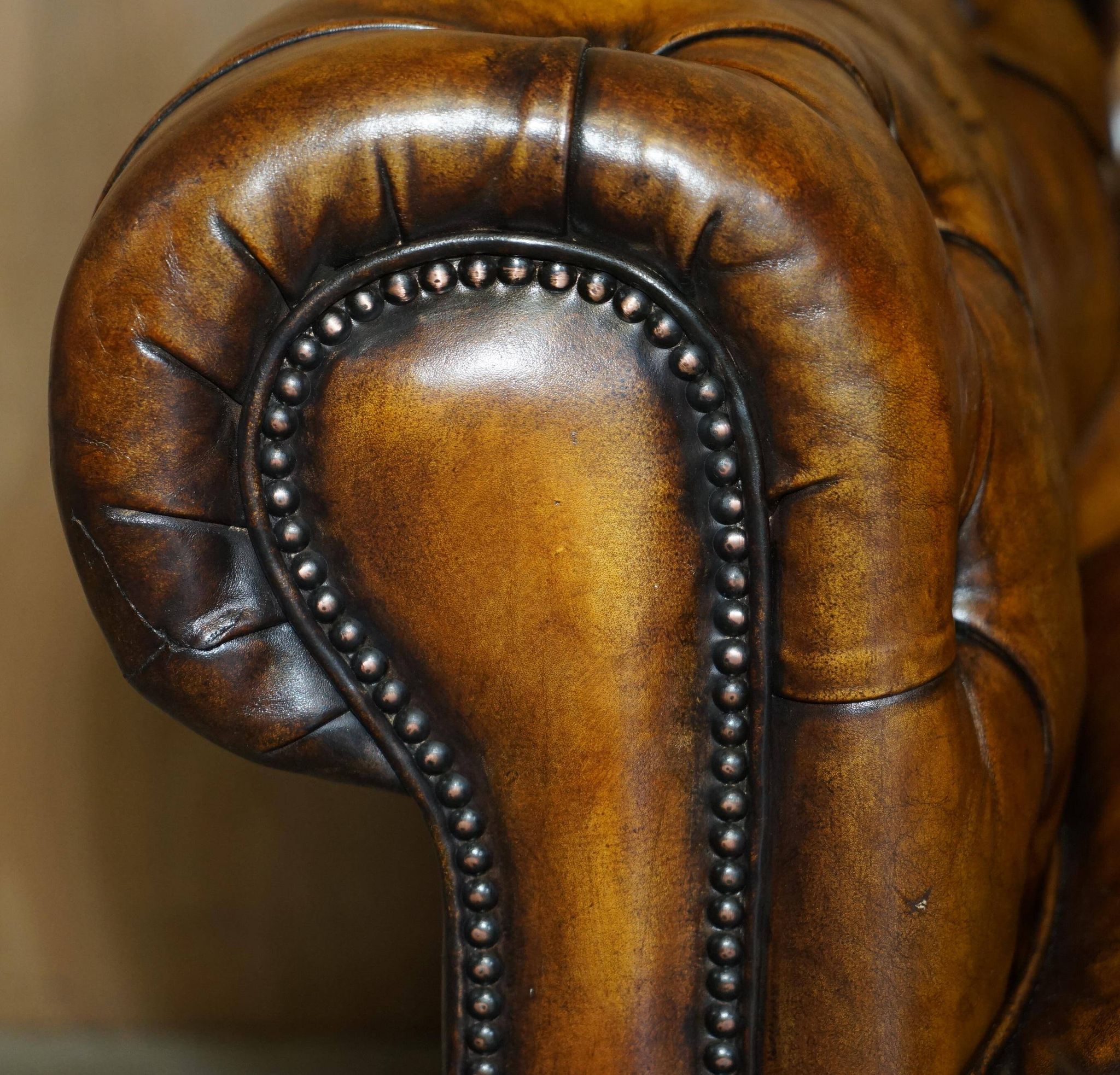 Restored vintage leather Chesterfield sofa
