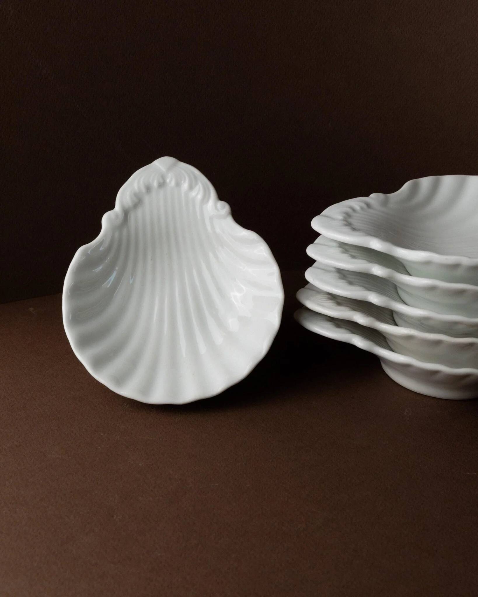 6 vintage ceramic bowls in the shape of a shell - Del Vivo Firenze Italy 1970s