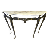 Vintage Bronze Console Table with a Portuguese Pink Marble Top