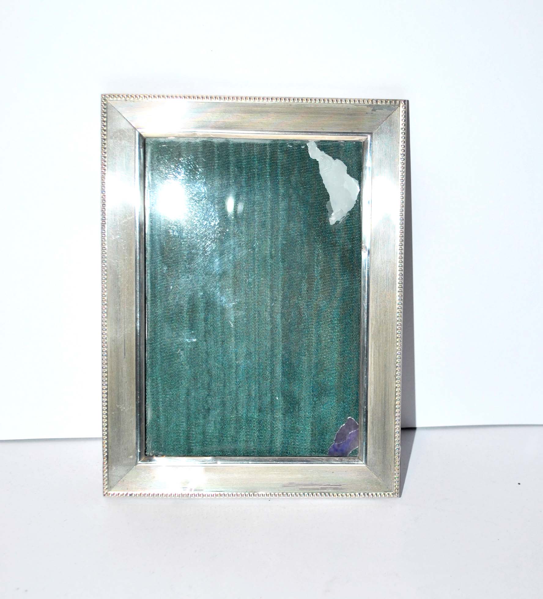 Old photo frame in solid silver - hallmark 800 - guilloche pearl frame 12x16.5
