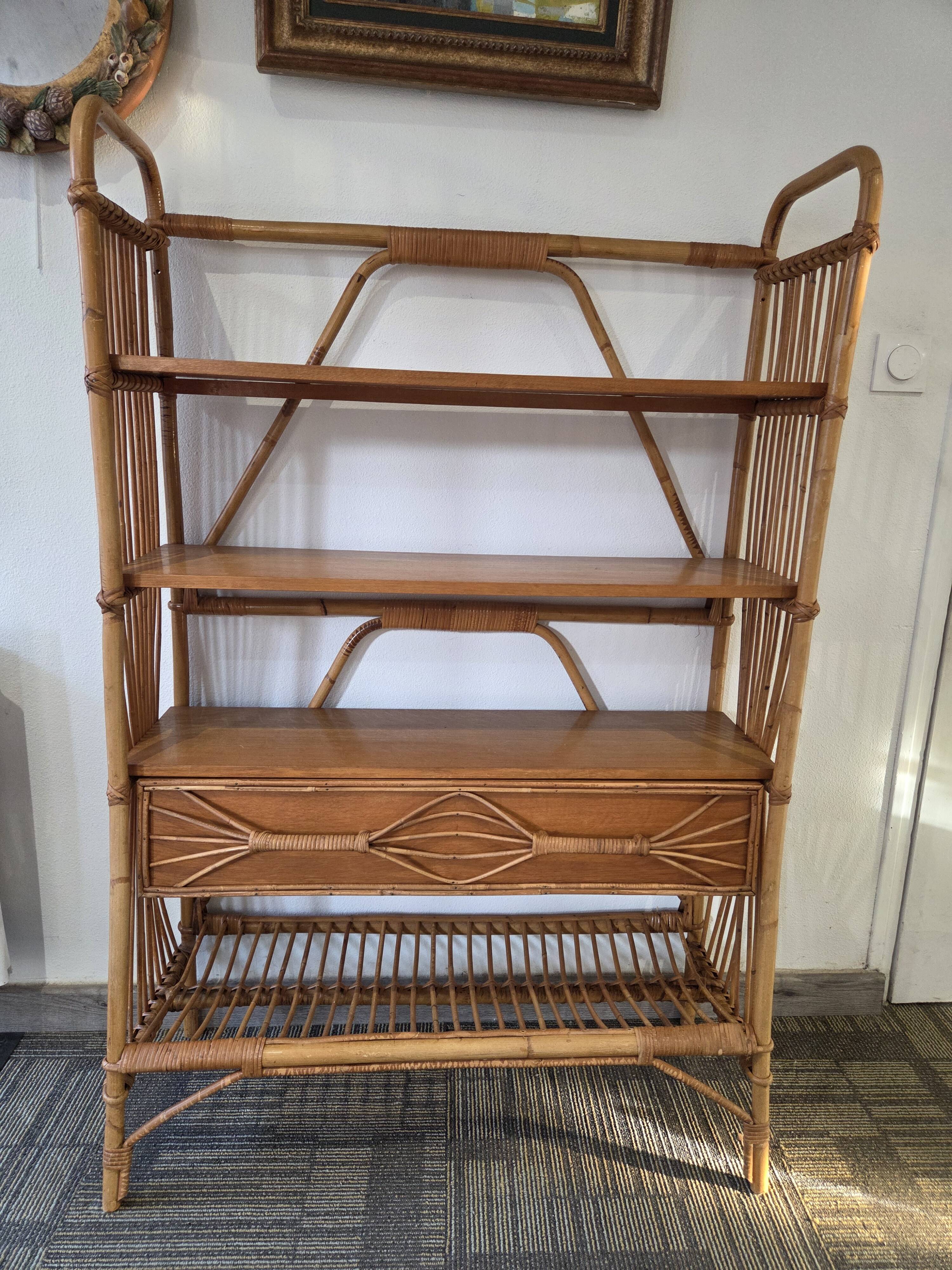 Rattan shelf – 1960s