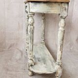 Console and white patinated mirror