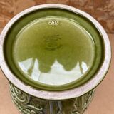 Antique ironstone vase green ceramic relief decor made in england vintage