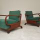 Paire de fauteuils Art déco vert par Jindrich Halabala, Prague 1930