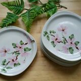 7 assiettes à dessert porcelaine fleurs roses