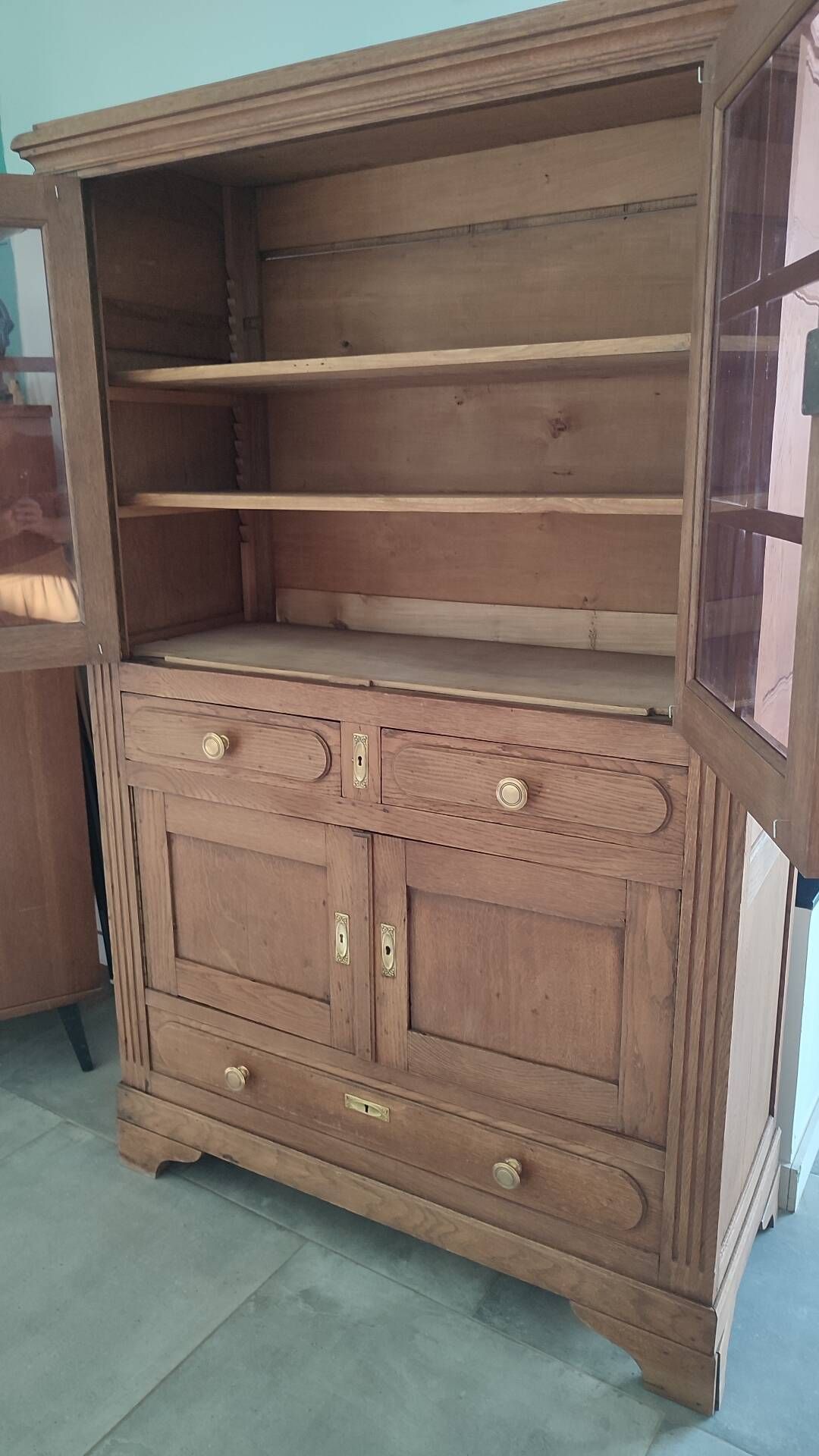 Vintage oak display cabinet