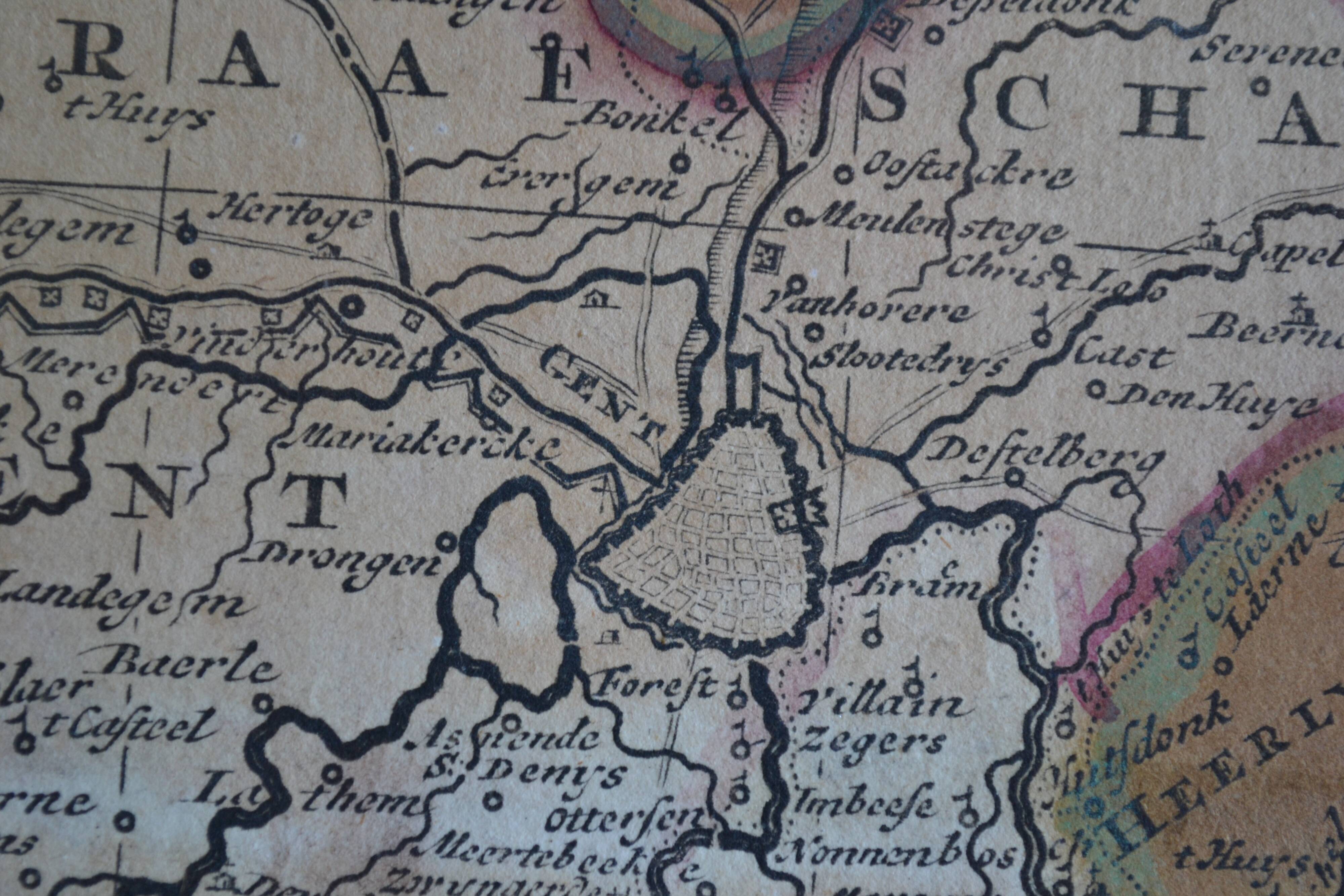 Map of the County of Flanders Belgium by Peter Schenck (1660 1718)