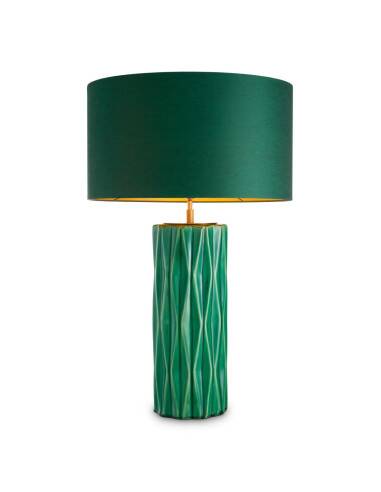 Pair of table lamps in crackled green ceramic and patinated brass finish.