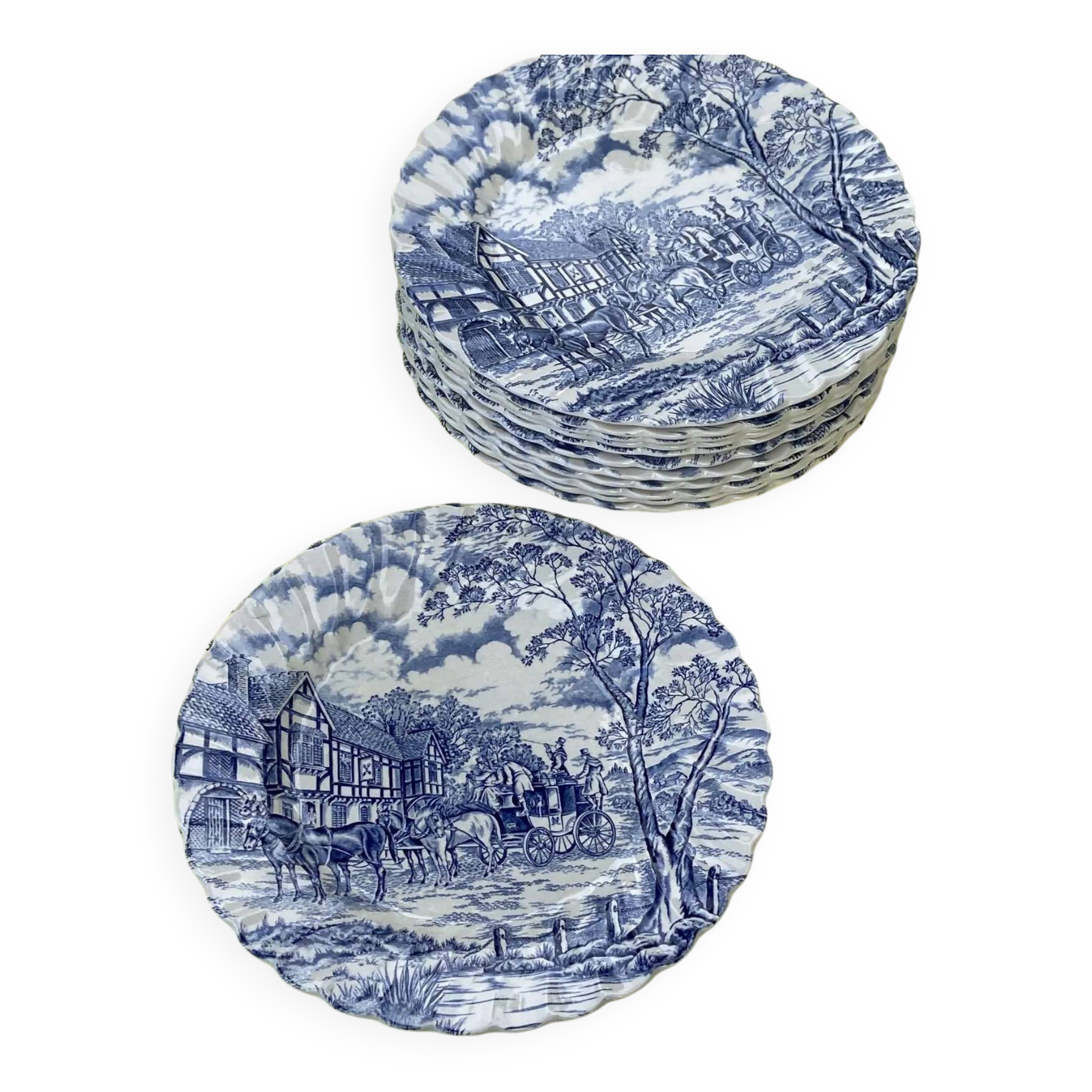 Set of 12 Myott dinner plates - Royal Mail - English Staffordshire earthenware