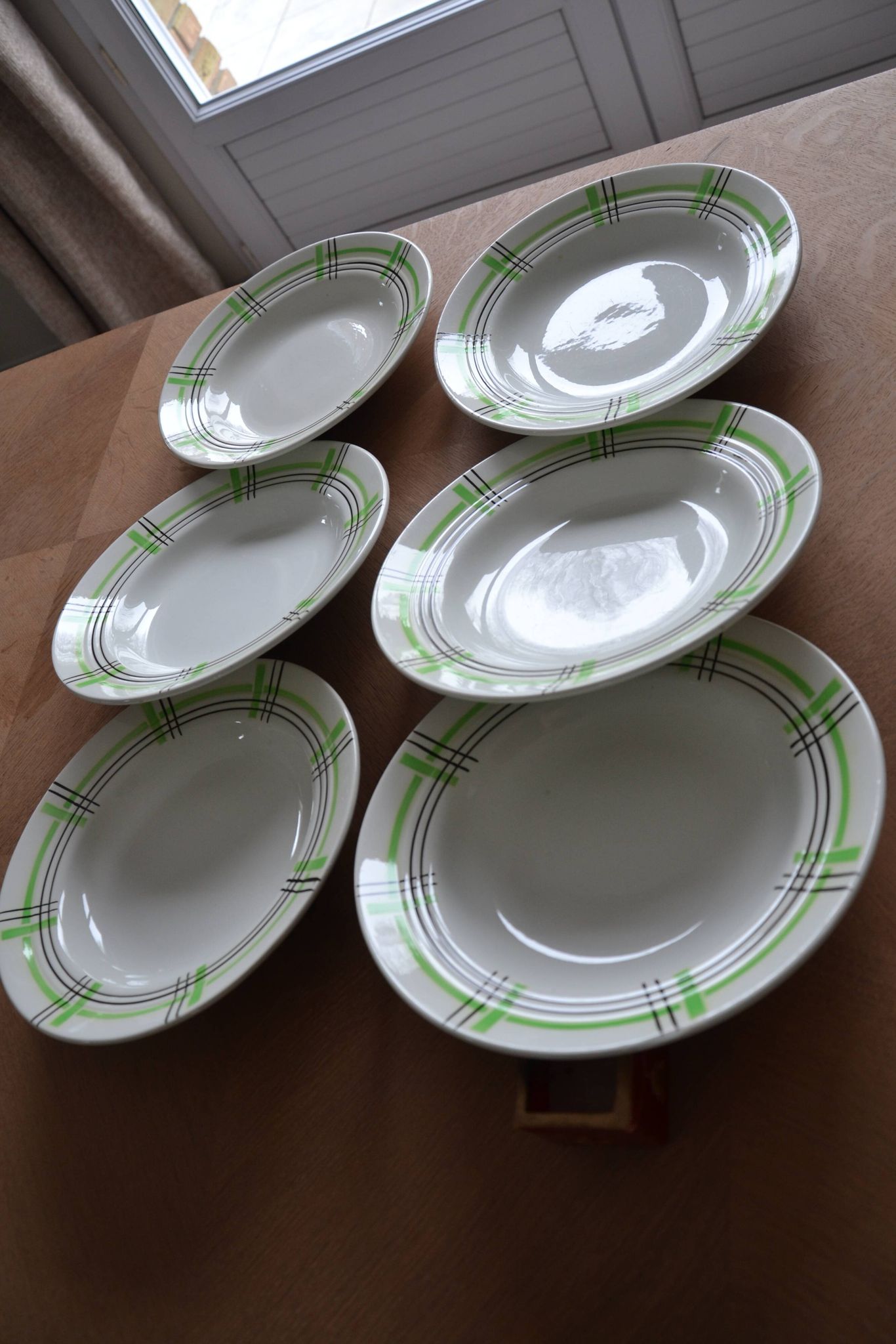 6 assiettes creuses Ceranord St Amand à carreaux