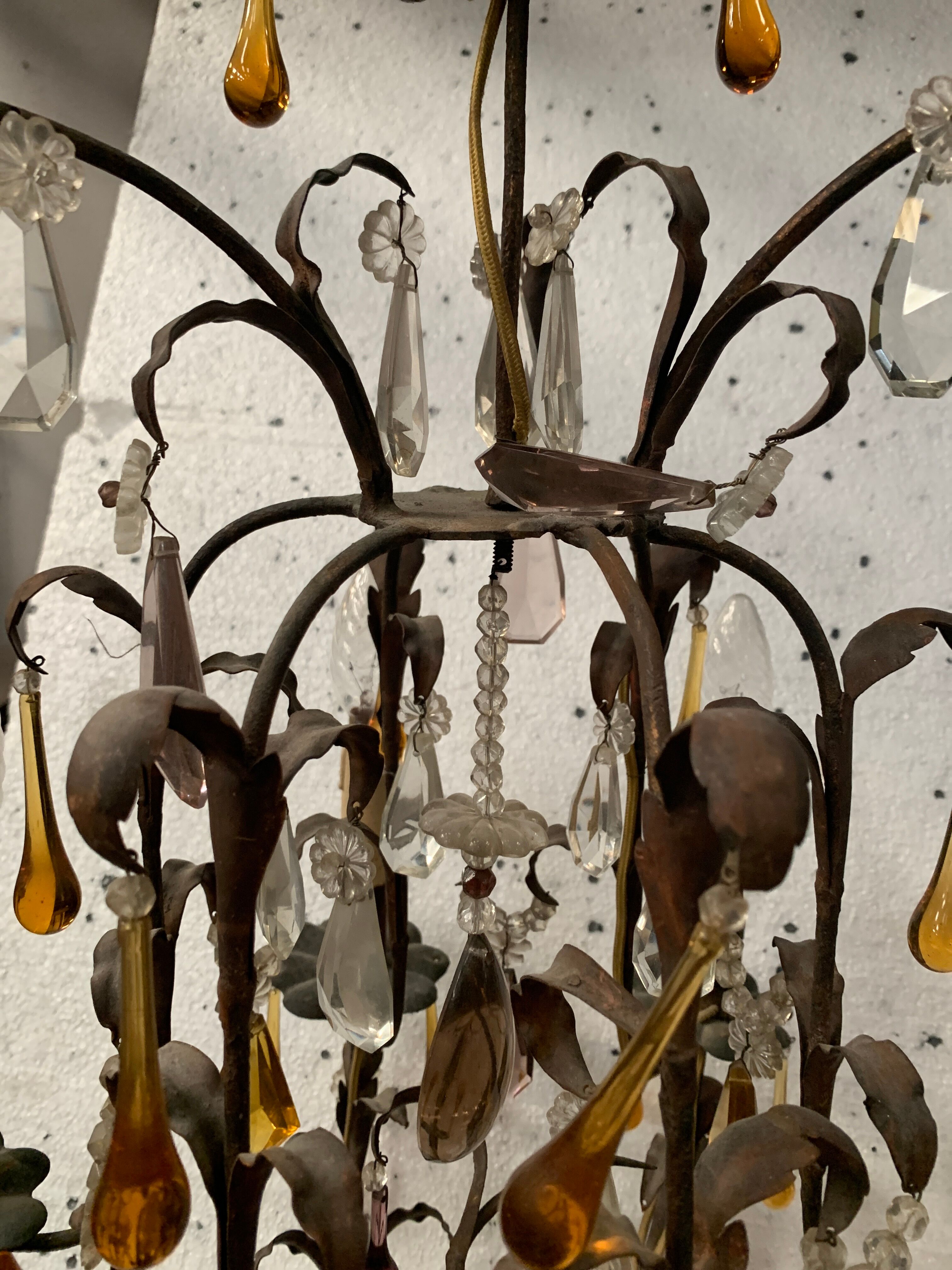 Louis XV style cage chandelier with pendants and drop of water XX century