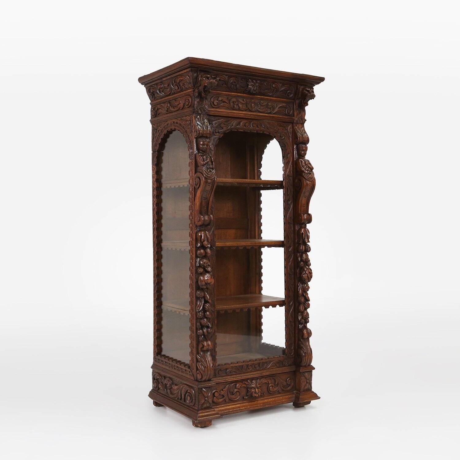 Baroque Style Display Case in Oak, Belgium, 1950s