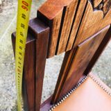 Pair of vintage art deco chairs in wood and camel Skai