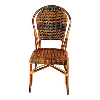 1950s-1960s handcrafted "Bistro Riviera" rattan chair