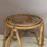 Tabouret vintage en rotin arqué. 1970.