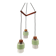 Three-part pendant in crystal glass, teak wood, and thin dusty green metal