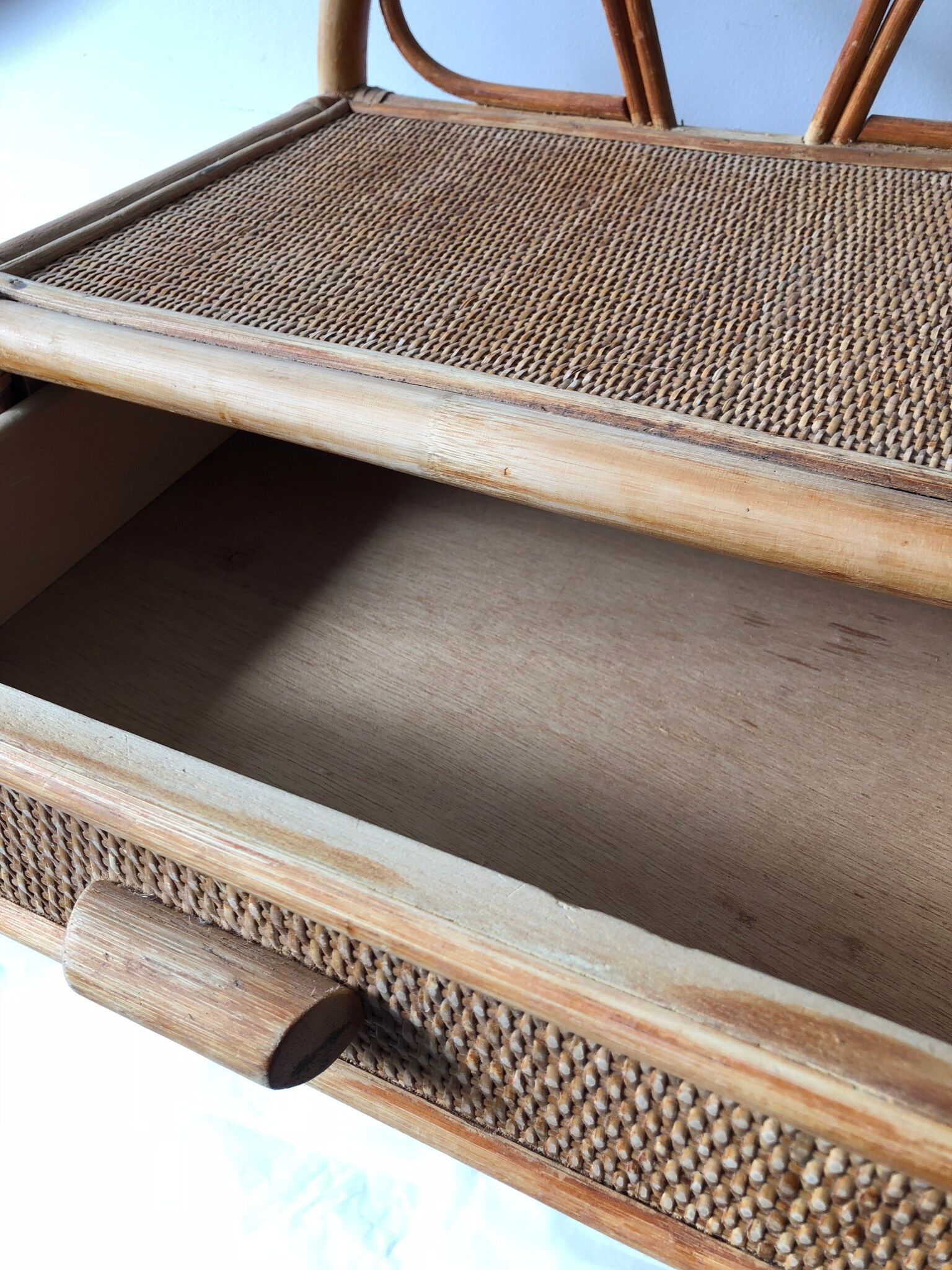Vintage rattan bedside