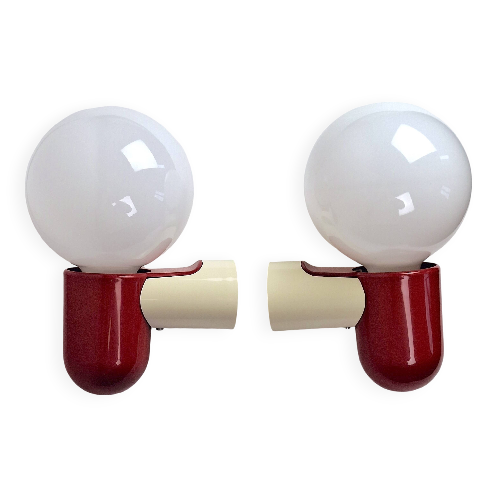 Pair of Allibert 70s space age plastic wall lamps