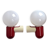 Pair of Allibert 70s space age plastic wall lamps