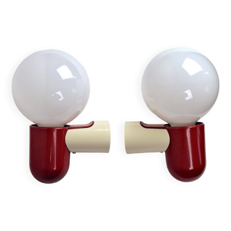 Pair of Allibert 70s space age plastic wall lamps