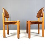 Vintage pine wood dining chairs - 1980s - set of 6
