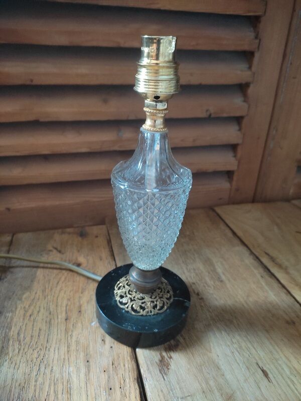 Bedside desk lamp glass molded diamond spikes marble base dp 1022234