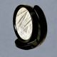 Small vintage black plastic swivel makeup mirror - Space Age Design - 1970s